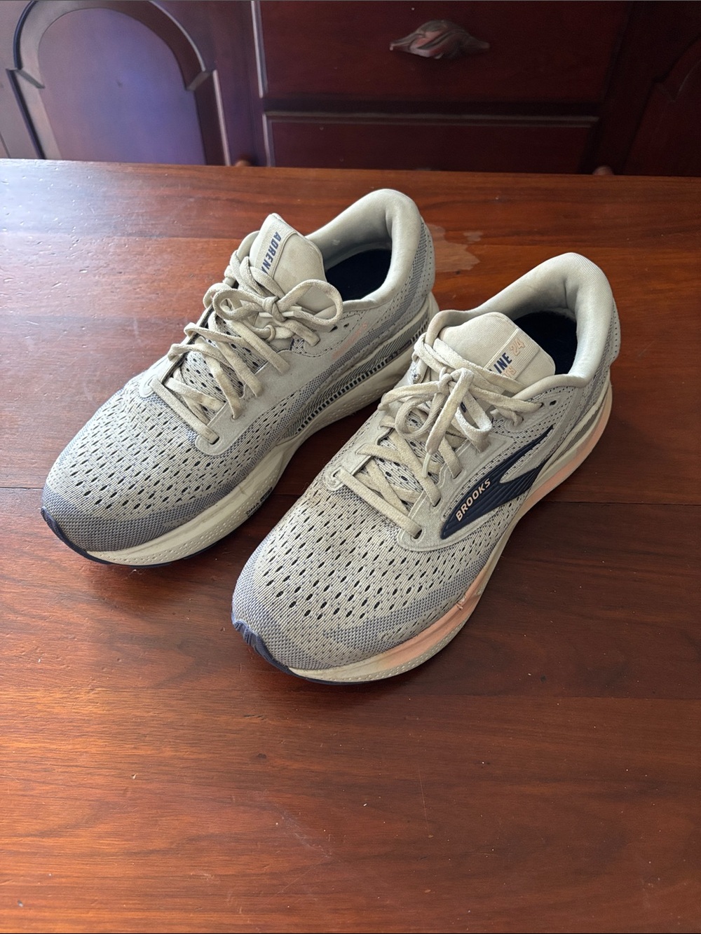 Brooks Women’s Athletic Shoes - Gray with Navy and Pale Pink Accents- used